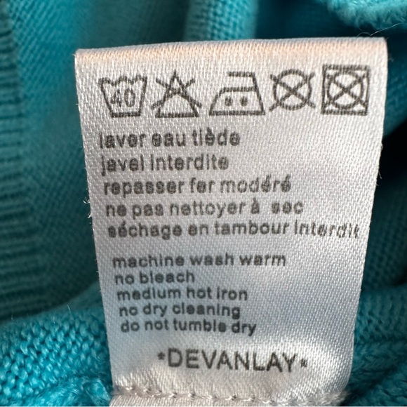 LACOSTE V-Neck Cotton Knit Sweater Blue Teal Size 8 (3XL) - Picture 8 of 15